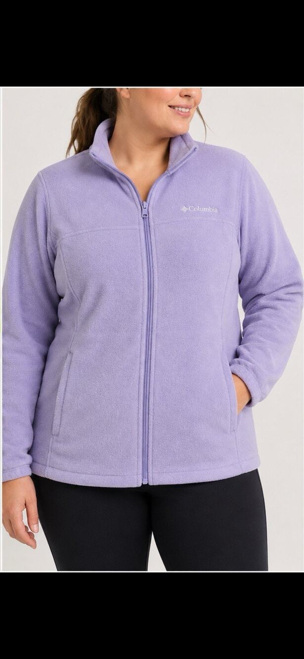 Columbia Womens 2X Fleece Jacket Lavender Purple Full Zip Interchange Plus Size